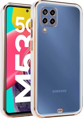 VOSKI Back Cover for Samsung Galaxy M53 5G Electroplating TPU Transparent Soft Silicon Chrome Case(White, Flexible, Silicon, Pack of: 1)