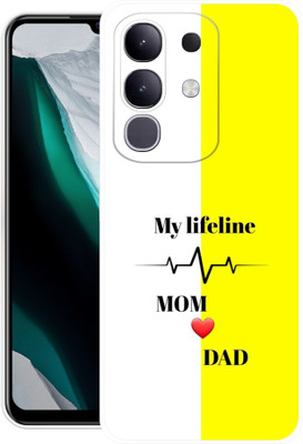 FRONK Back Cover for vivo T4x 5G, V2437, MY, LIFELINE, MOM, DAD, LOVE(Yellow, Flexible, Silicon, Pack of: 1)