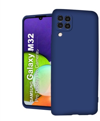 MobiLooks Back Cover for SAMSUNG Galaxy M32, Liquid Silicone Case Microfiber Cloth inside(Blue, Dual Protection, Silicon, Pack of: 1)