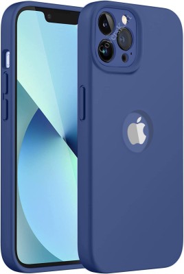 MobiLooks Back Cover for Apple iPhone 15 Pro Max, Original Liquid Silicone inner Velvet Cloth Logo View Case(Blue, Camera Bump Protector, Silicon, Pack of: 1)