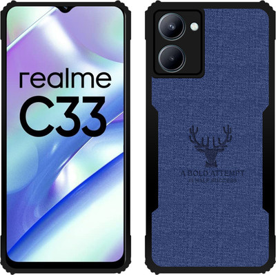 Roxel Back Cover for Realme C33 2023 |Vegan PU Leather |Deer Case|Four Side Edges & Camera Lens Protection(Blue, Shock Proof, Pack of: 1)