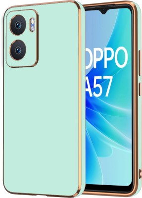 VAPRIF Back Cover for Oppo A57 5G, Golden Line, Premium Soft Chrome Case | Silicon Gold Border(Green, Shock Proof, Silicon, Pack of: 1)