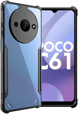 GLADLY Back Cover for Mi Redmi A3 4G 2024, REDMI A3X, Redmi A3 2024, POCO C61(Transparent, Black, Dual Protection, Pack of: 1)