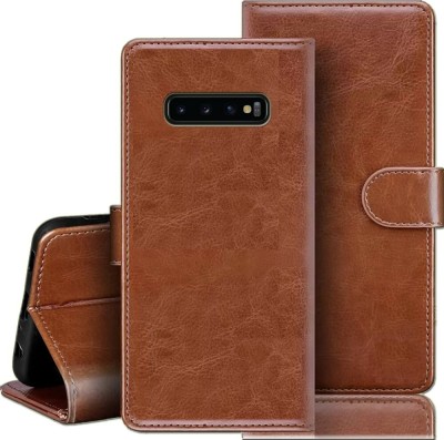 Slugabed Flip Cover for Samsung Galaxy S10(Brown, Dual Protection, Pack of: 1)