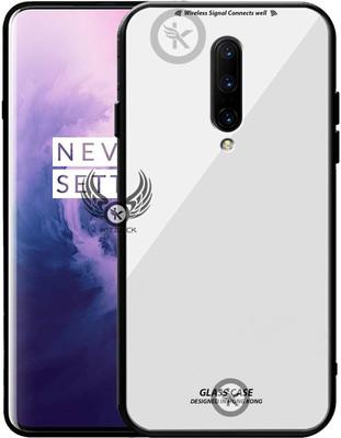 Kreatick Back Cover for ONEPLUS-7 PRO, Luxurious 9H Toughened Glass Back Case Shockproof TPU Bumper(White, Dual Protection, Pack of: 1)