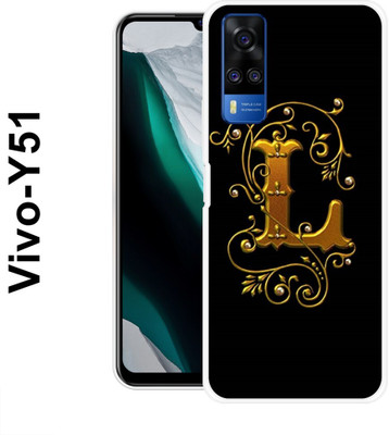 MOBIFLY Back Cover for Vivo Y51, L, Golden, Aphabet, New, Design, 119(Black, Flexible, Pack of: 1)