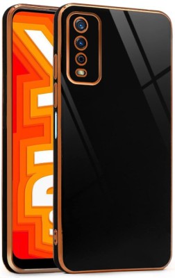 A3sprime Back Cover for vivo Y20G, |Soft Silicon Golden Side Colored with Drop Protective Case|(Black, Camera Bump Protector, Silicon, Pack of: 1)