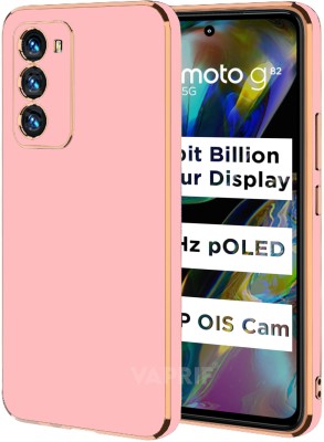 VAPRIF Back Cover for Motorola G82 5G, Moto G82 5G, Golden Line, Premium Soft Chrome Case | Silicon Gold Border(Pink, Shock Proof, Silicon, Pack of: 1)