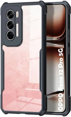 ISH COVER Back Cover for Oppo Reno 12 Pro 5G(Black, Shock Proof, Silicon, Pack of: 1)