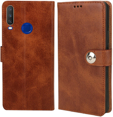 CaseDeal Back Cover for Vivo U10, 1916, V1928A Inside Pockets with Leather Finish & Inbuilt Stand(Brown, Shock Proof, Pack of: 1)