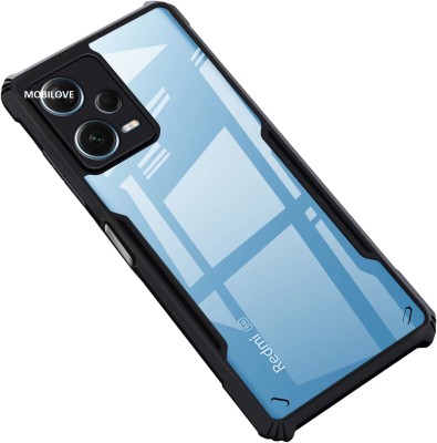 MOBILOVE Back Cover for Mi Redmi Note 12 Pro Plus 5G | Four Corner Hybrid Soft PC Anti Clear Gel TPU Bumper Case(Black, Shock Proof, Pack of: 1)