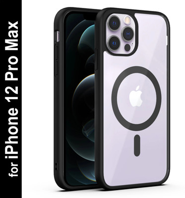 PrintKaver Back Cover for Apple iPhone 12 Pro Max(Black, Transparent, Dual Protection, Pack of: 1)