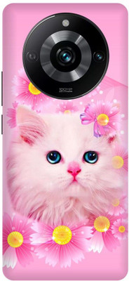 Rockyard Back Cover for realme 11 Pro 5G, RMX3771, PINK, WHITE, CAT, MEOW(Pink, Flexible, Silicon, Pack of: 1)