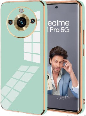 VAPRIF Back Cover for realme 11 Pro 5G, Golden Line, Premium Soft Chrome Case | Silicon Gold Border(Green, Shock Proof, Silicon, Pack of: 1)