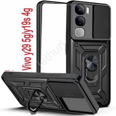 Jethuri Back Cover for VIVO Y29 5G, Camera slider case with ring stand(Black, Hard Case, Pack of: 1)