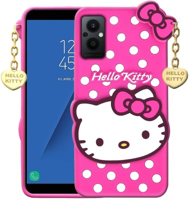 mobies Back Cover for Oppo F21 Pro 5G Hello Kitty 3D Cute Kitty Heart Pendant(Pink, 3D Case, Silicon, Pack of: 1)