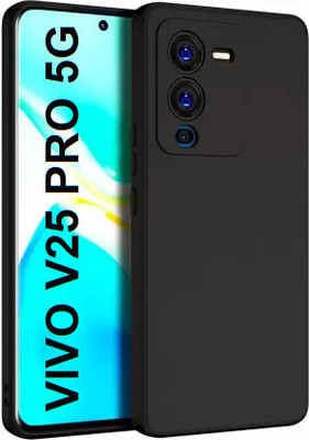Coverskart Liquid Silicone Back Cover for vivo V25 Pro 5G, Silky-Soft Touch Full Body Protection Shockproof Case(Black, Camera Bump Protector, Silicon, Pack of: 1)