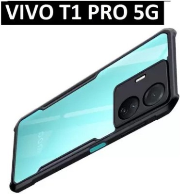Phone Case Cover Front & Back Case for Vivo T1 Pro 5G (Transparent Hybrid Hard PC Back TPU Bumper Impact Resistant Case)(Black, Transparent, Camera Bump Protector, Pack of: 1)