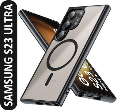 SANJU Back Cover for Samsung Galaxy S23 Ultra 5G(Black, Transparent, Dual Protection, Pack of: 1)