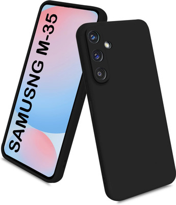MobiLooks Back Cover for SAMSUNG Galaxy M35 5G, Liquid Silicone Case inner Microfiber Cloth(Black, Camera Bump Protector, Silicon, Pack of: 1)