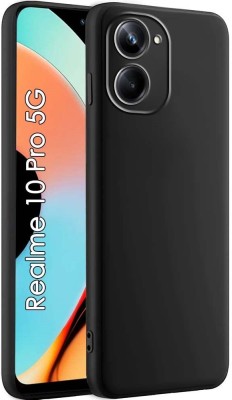 S-Softline Back Cover for Realme 10 Pro 5G, Microfiber Cloth Cushion Protective Shockproof Plain Silicon(Black, Pack of: 1)