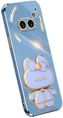A3sprime Back Cover for Nothing Phone (2a) 5G with Cute 3D Cartoon Shaped Mirror Folding Mobile Stand Holder(Blue, 3D Case, Silicon, Pack of: 1)