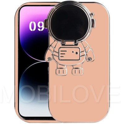MOBILOVE Back Cover for Apple iPhone 13 | Stylish Cute Astronaut 6D Electroplated TPU Case with Hidden Stand(Pink, Shock Proof, Silicon, Pack of: 1)