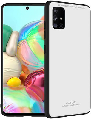 ELEF Back Cover for Samsung Galaxy M51 Luxurious Toughened Glass Back Case Shockproof Bumper Case(White, Shock Proof, Pack of: 1)
