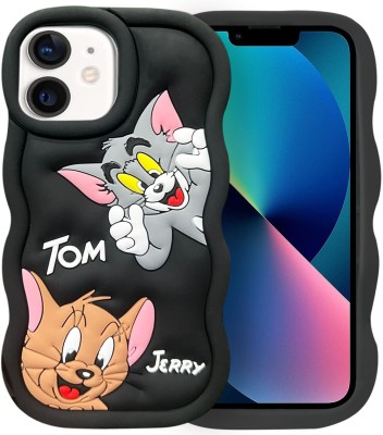 TKTHUB Back Cover for iPhone 12 Soft Silicon Tom and Jerry Phone Case(Black, Silicon)