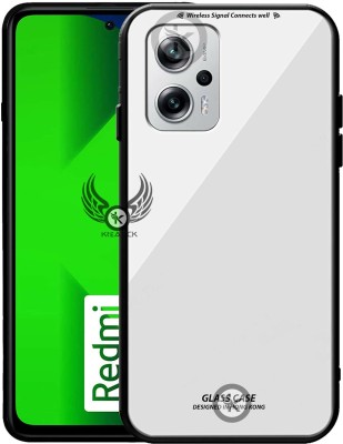 Kreatick Back Cover for REDMI-K50i (5G), Luxurious 9H Toughened Glass Back Case Shockproof TPU Bumper(White, Dual Protection, Pack of: 1)