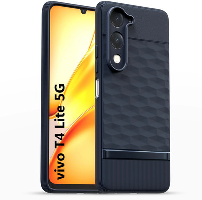 AIZLO Back Cover for vivo T4 Lite 5G Hexa Cube Design | Ultra Slim Soft Case | Inner Velvet Fabric(Blue, Microfiber Lining, Silicon, Pack of: 1)