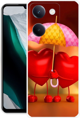 DUGGA Back Cover for vivo Y200 Pro 5G, LOVE, HEARTS, UMBRELLA, COUPLE(Red, Flexible, Silicon, Pack of: 1)