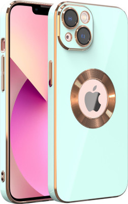 Bonqo Back Cover for APPLE iPhone 13(Green, Gold, Camera Bump Protector, Silicon, Pack of: 1)