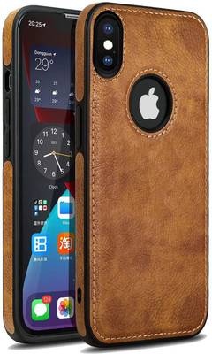 MOBILOVE Back Cover for Apple iPhone Xs Max | PU Leather Flexible Soft With Logo View Back Case Cover(Brown, Shock Proof, Pack of: 1)