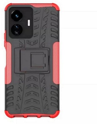 Accessories Kart Back Cover for iQOO Z6 Lite Dazzle tyre case with kick stand(Red, Shock Proof, Pack of: 1)