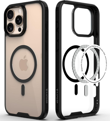 Kapaver Back Cover for Apple iPhone 16 Pro Max(Black, Transparent, Magnetic Case, Pack of: 1)