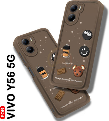 AelVouX Back Cover for Vivo Y56 5G(Brown, 3D Case, Silicon, Pack of: 1)