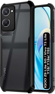 CASEVIBE Back Cover for iQOO Z9 Lite 5G, Vivo T3 Lite 5G, Vivo Y18 / Y18e / Y03 / Y28s / Y37(Black, Transparent, Flexible, Pack of: 1)