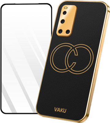 Vaku Luxos Back Cover for vivo V19, Skylar Soft TPU Case with 9H ESD Anti-Static Tempered Glass Combo(Black, Dual Protection, Pack of: 1)