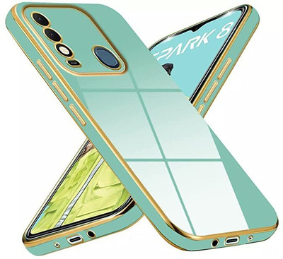 COVERHUB Back Cover for Tecno Spark 8 Back Cover | 6d chrome Gold | Raised Edges | Super Soft-Touch(Green, Matte Finish, Silicon, Pack of: 1)