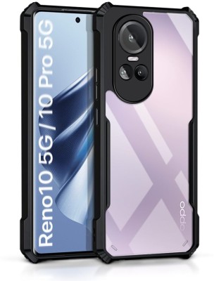 Bonqo Back Cover for OPPO Reno 10(Black, Transparent, Dual Protection, Silicon, Pack of: 1)