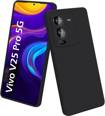TRUEUPGRADE Back Cover for Liquid Silicone Vivo V25 Pro 5G Case Cover|Microfiber Inside|360 Degree Protection(Black, Camera Bump Protector, Silicon, Pack of: 1)