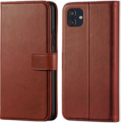 Ascensify Back Cover for Samsung M13 5G Vintage Flip Wallet Back Case Cover [Artitifial Leather](Brown, Dual Protection, Pack of: 1)