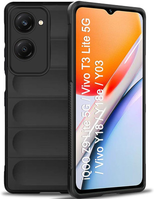 KRBL Back Cover for iQOO Z9 Lite-Vivo T3 Lite 5G-Y18-Y18e-Y03-Y28s-Y37(Black, Camera Bump Protector, Pack of: 1)