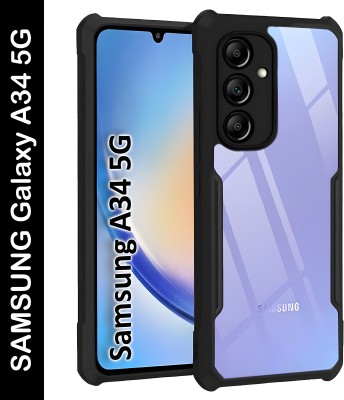ADI Creations Back Cover for Samsung Galaxy A34 5G(Black, Transparent, Camera Bump Protector, Pack of: 1)