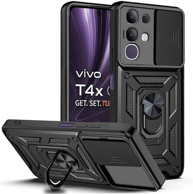 AIBEX Back Cover for Vivo Y31 Pro 5G / Vivo T4X 5G / IQOO Z10X 5G|D10 Tough Armor|Sliding Camera Shield(Black, Rugged Armor, Pack of: 1)