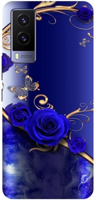 DIKRO Back Cover for vivo V21e 5G, V2055, GOLD, BLUE, HEART, FLOWER(Blue, Hard Case, Pack of: 1)