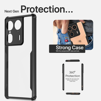 Vlmbr mobilecover Back Cover for Crystal Clear Back Cover Case for Motorola Moto Edge 50 Ultra 5G /Silicon black-35(Transparent, Camera Bump Protector, Pack of: 1)