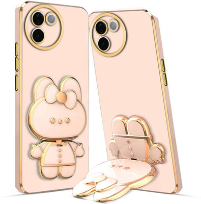 RESOURIS Back Cover for iQOO Z9S Pro 5G, Vivo T3 Pro 5G, iQOO Z9S Pro, Vivo T3 Pro(Pink, Gold, Cases with Holder, Silicon, Pack of: 1)