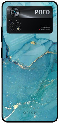QRIOH Glass Back Cover for Poco X4 Pro 5G(Multicolor, Grip Case, Pack of: 1)